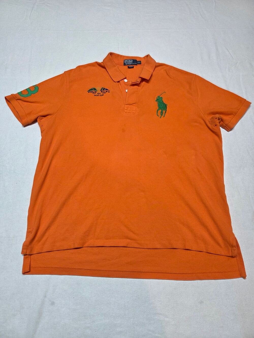 Polo by Ralph Lauren Orange Short-Sleeve Polo with Green Big Pony Xxl